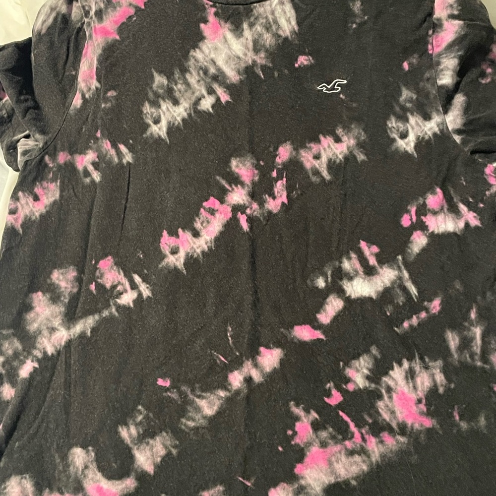 Hollister Black and Pink Tie-Dye Tee XL whimsy preppy